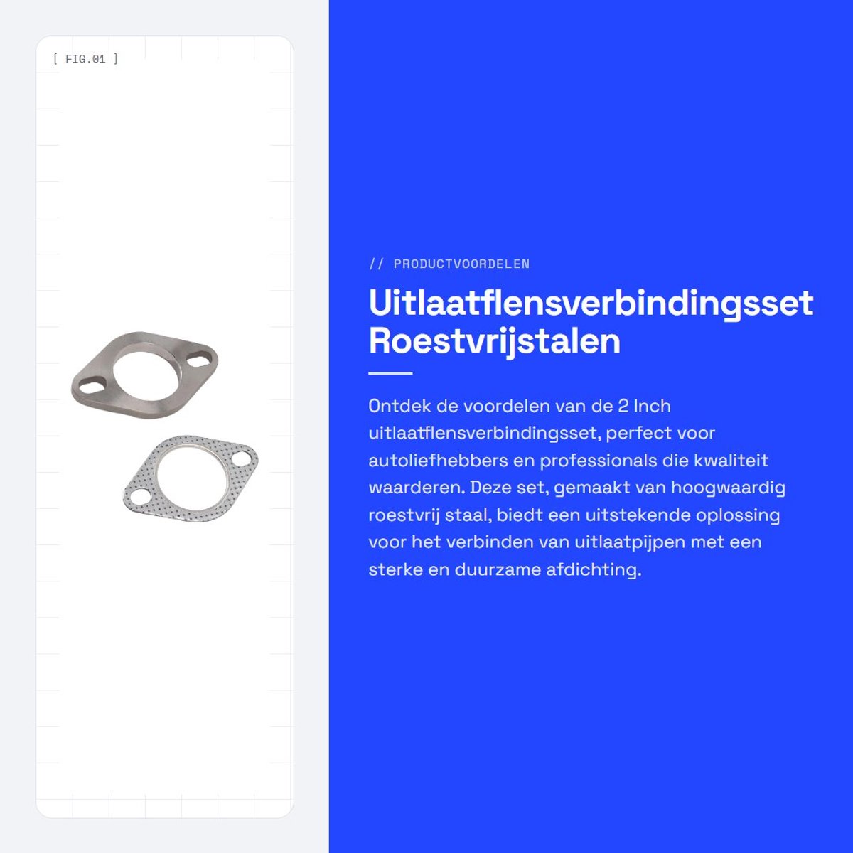 Dailygoods - Uitlaatflensverbindingsset - Roestvrijstalen Uitlaatflens - Hoge temperatuur bestendig - 2 Inch - Afdichtingsset - Geschikt voor uitlaatp...