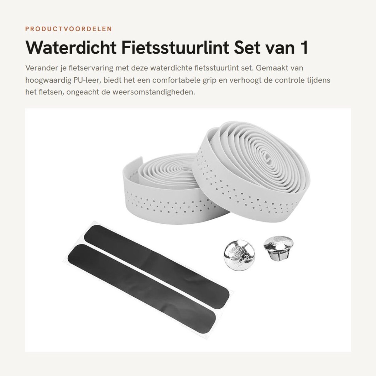 Dailygoods- Fietsstuurlint Waterdicht - Antislip/Schokabsorberend - Lichtgewicht - Slijtvast - PU-leer - 2 Stuks - Stuurlint