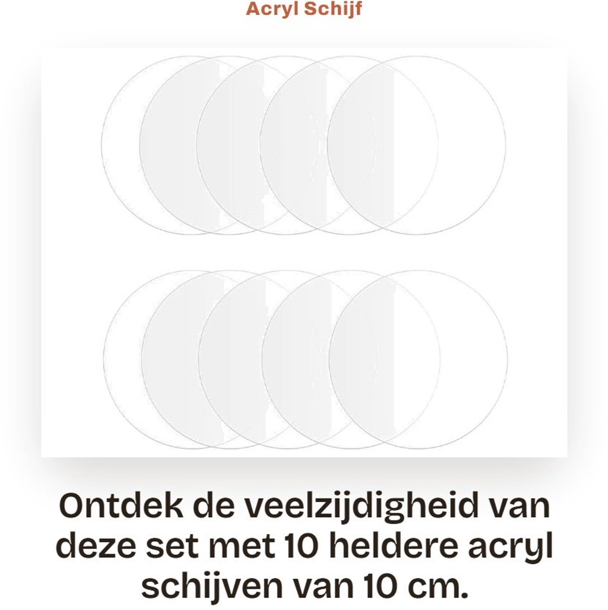Dailygoods- Acryl Schijf 10cm - 10 Stuks - Lege Decoratie - DIY Fotolijst - Craft Display - Unieke Geschenken - Decoratieschijf