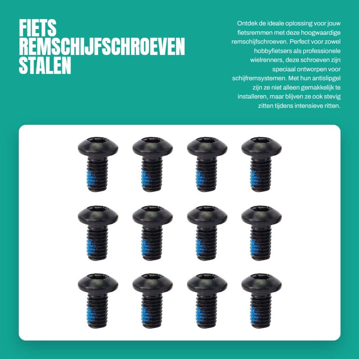 Dailygoods- Remschijfschroeven 12 stuks - Roestvrij Staal - Antislip - Lichtgewicht - Duurzaam - Fietsonderhoud - Fietsschroeven