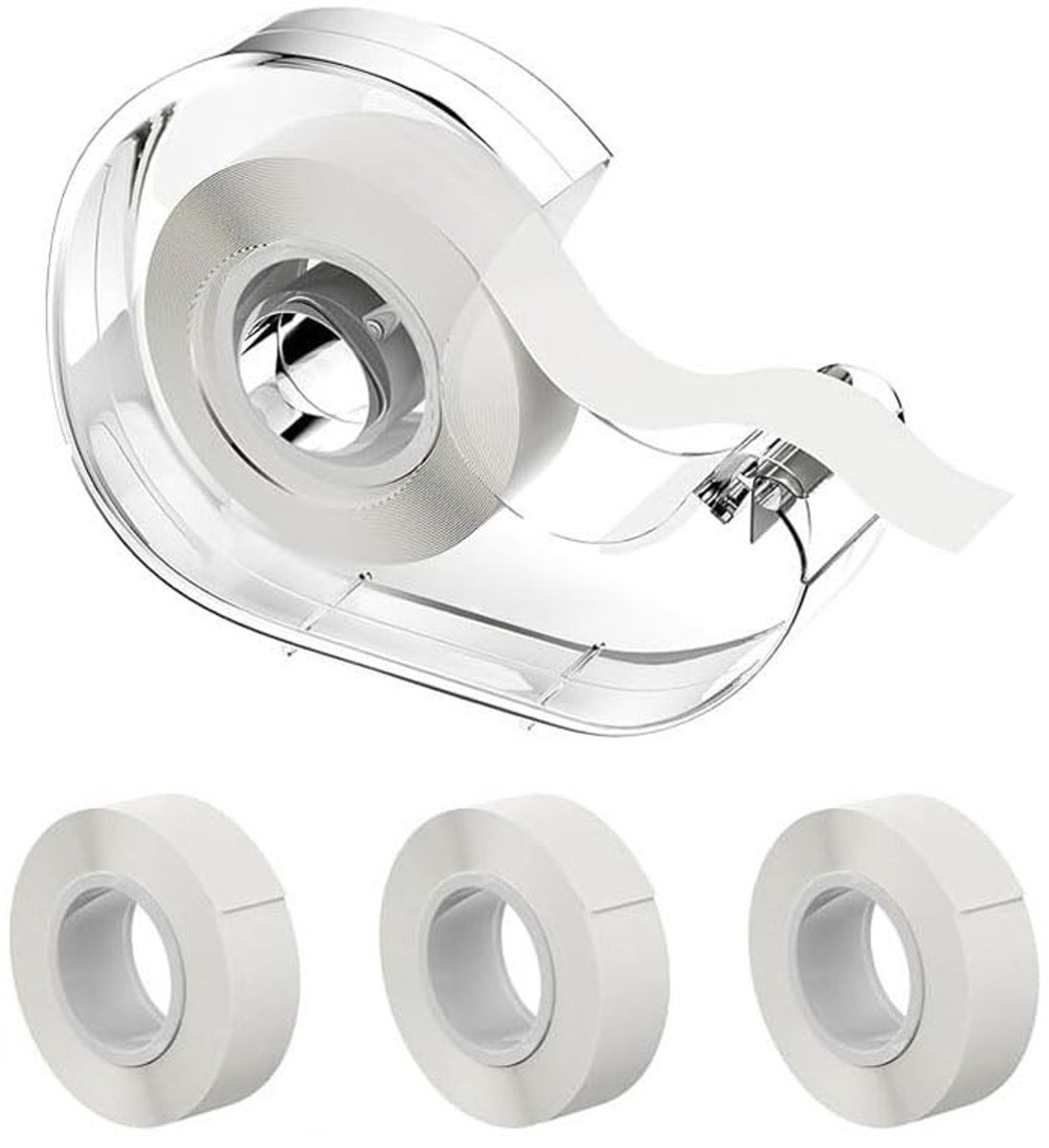 Dailygoods- Plakband Dubbelzijdig - 4 Rollen - Transparante Strepen - Onzichtbare Lijm - Kleding/Lingerie - Eenvoudig Gebruik - Scheur/afbladderontwerp - Kledinglijm