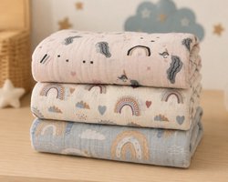 Droomdotje XL Hydrofiele Badhanddoeken Baby - Set van 3 - Katoen & Bamboe - 110x120 cm - Droomboog - Droomdotje XL Hydrofiele Doek Baby - 110x120 cm - Inbakerdoek - Swaddle - Hydrofiele Doek Groot - Katoen&Bamboe - Mousseline Doek - Multifunctioneel