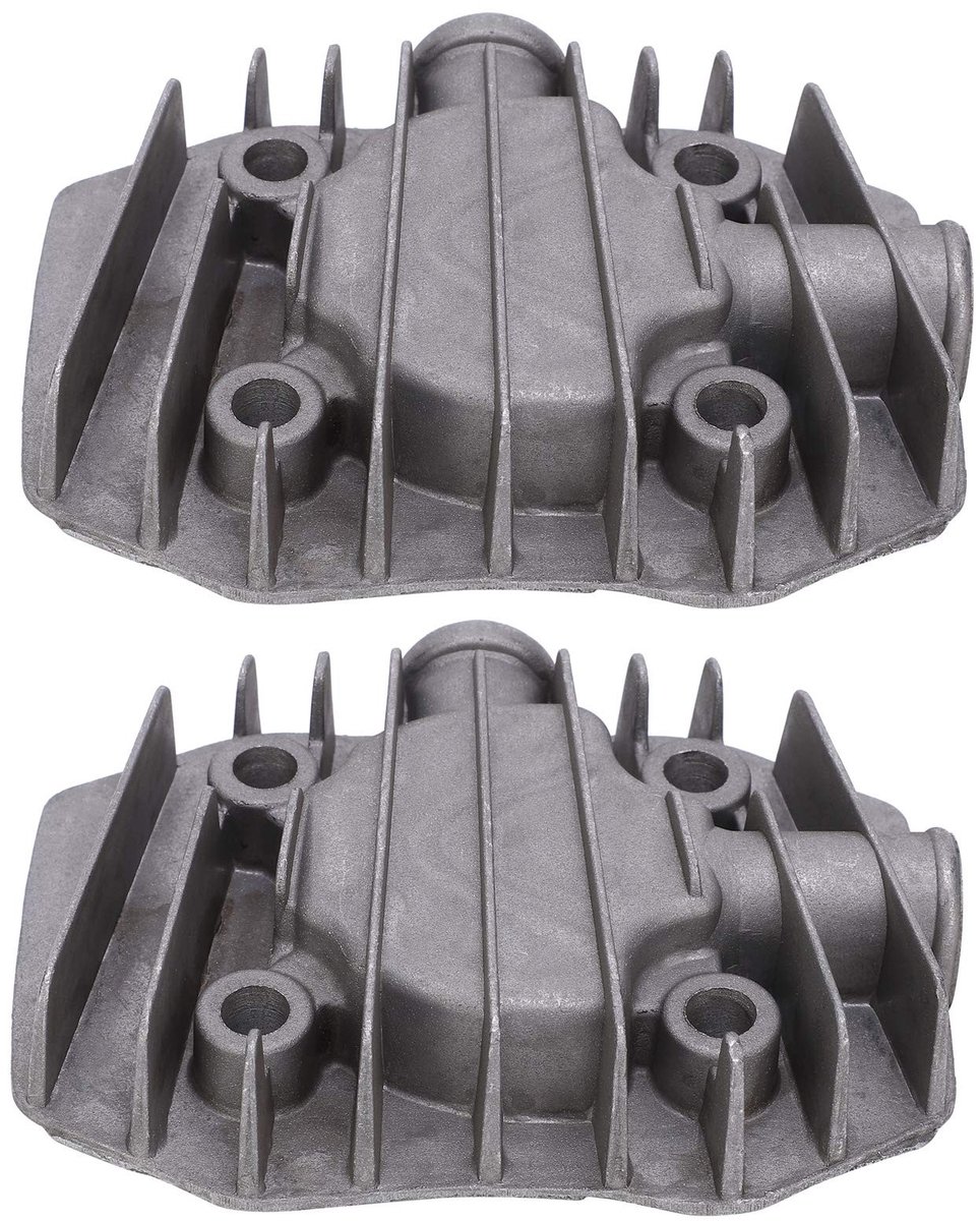 Dailygoods- Cilinderkop 2 Stuks - Luchtcompressor - Gegoten Aluminium - Draadspecificatie G3/8 inch - Binnendiameter 16,5 mm - Middengatafstand 48 x 62 mm - Luchtcompressoronderdeel