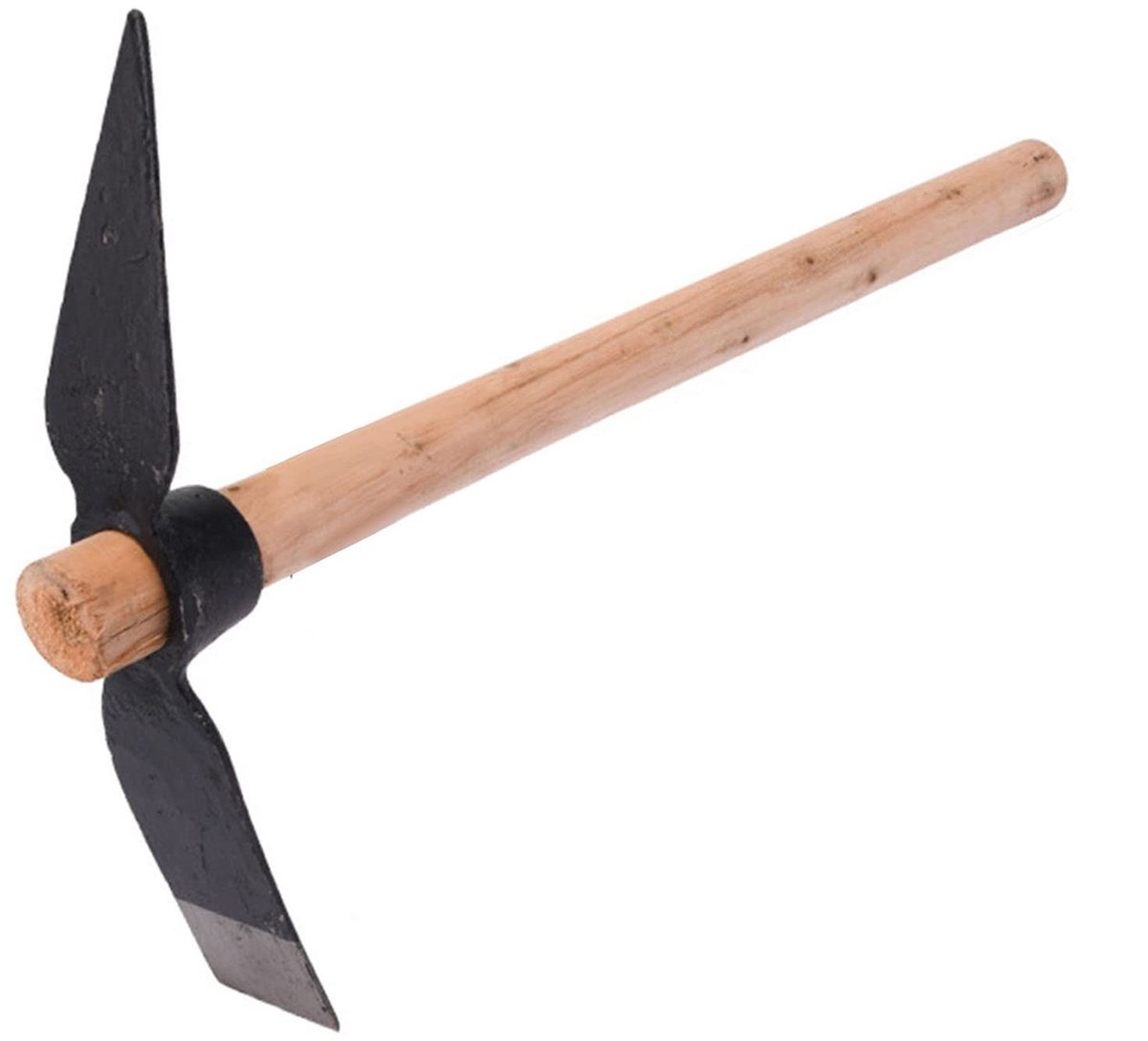 Dailygoods- Tuinhouweel Hoog Koolstofstaal - Tuinspike - Houten Handvat - Dubbele Hoofd Pick - 400 mm - Sterk en Duurzaam - Tuinschoffel