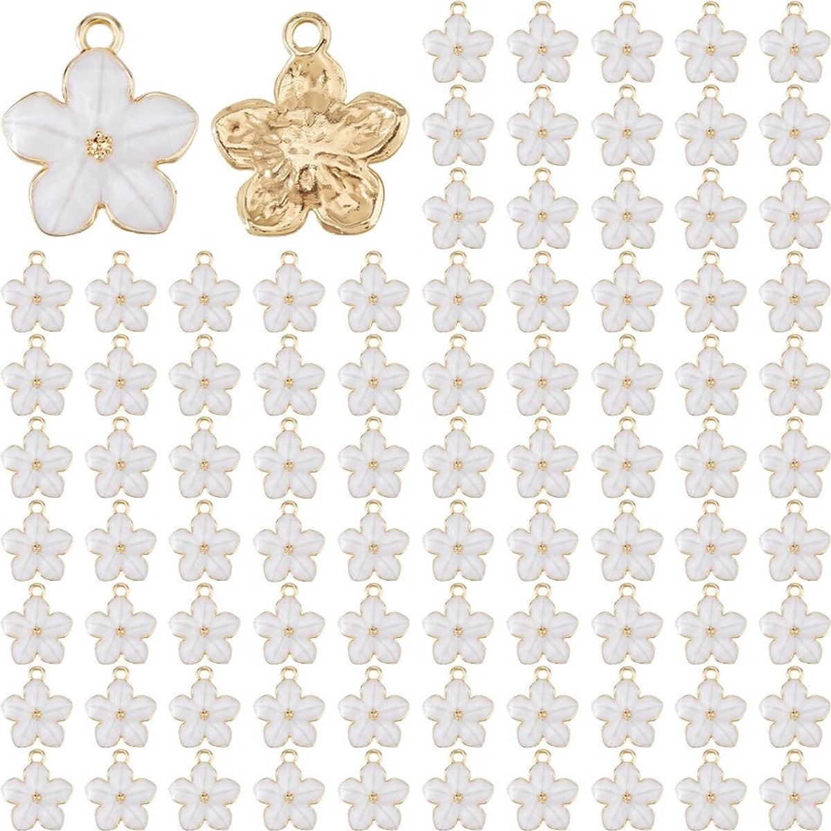 Dailygoods - Emaille Bloem Bedels Licht Vergulde Kersenbloesem Charm voor DIY Sieraden