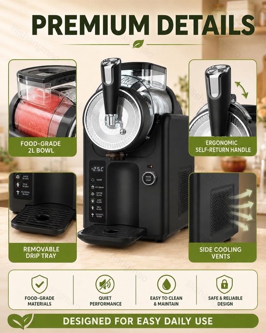 Slushmachine 5-In-1 - IJsdrankmaker - Drankjes Maken - Geen Ijs Nodig - 2 Liter - Zwart — afbeelding 4