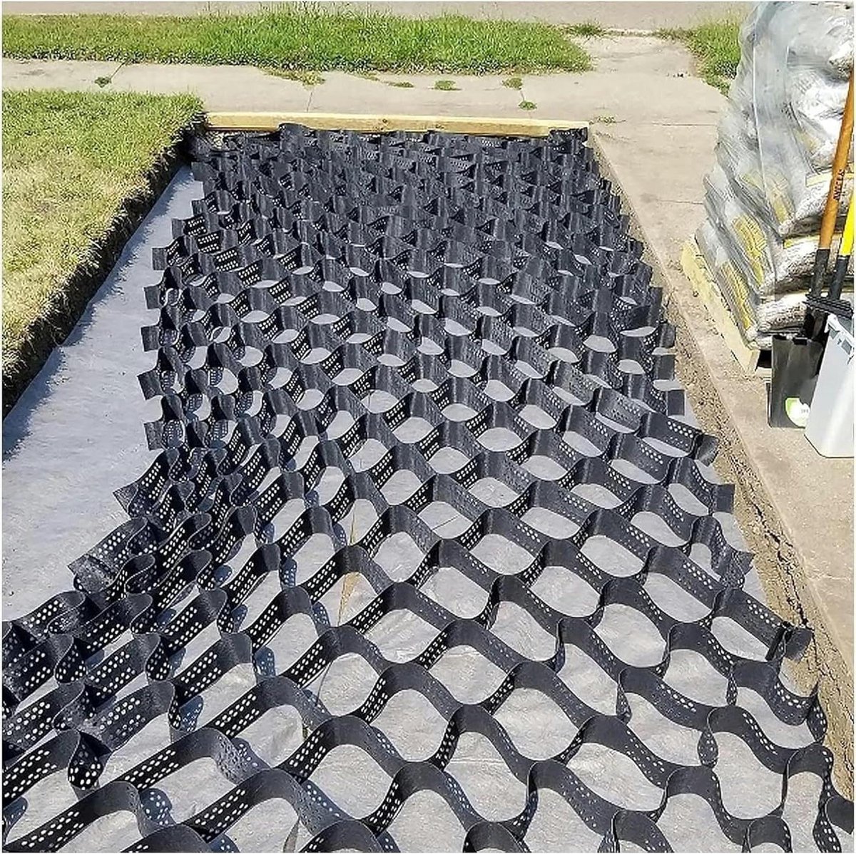 Grindrooster Stabilisator - Padversteviger Bodemrooster - Stabiliseren Tuinpaden - Hoge Laadcapaciteit - 40x40x5 cm - Zwart