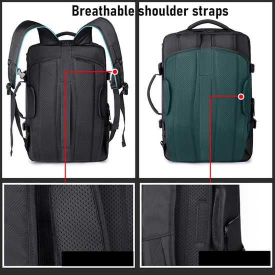 Reis Rugzak - Compressie Tas - Efficiënt Inpakken - Met Ingebouwde Pomp - 35L Capaciteit - Zwart — afbeelding 4