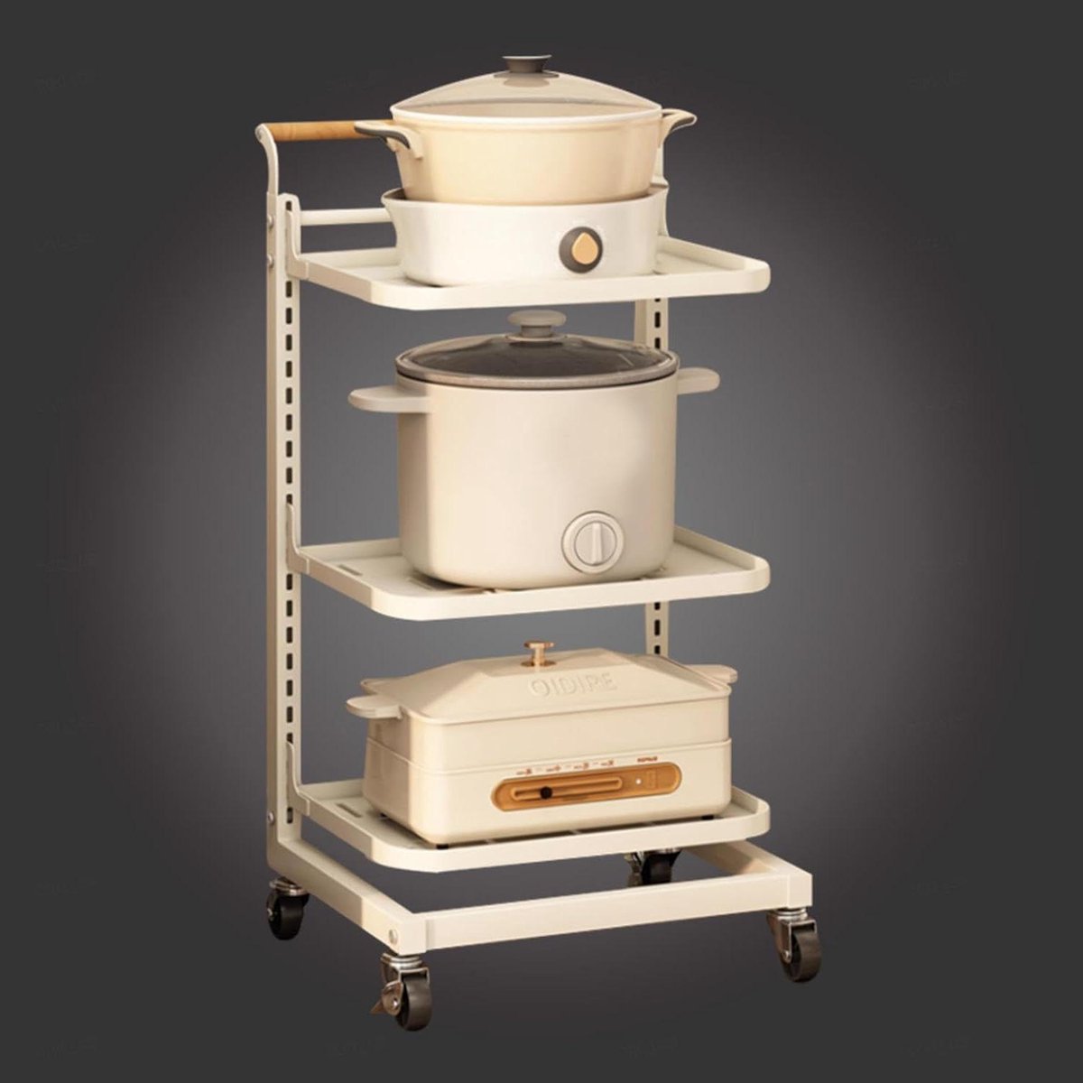Keukenrek - Opbergrek Trolley - Keuken Organiseren - Ventilatie Ontwerp - 3 Laags - Wit