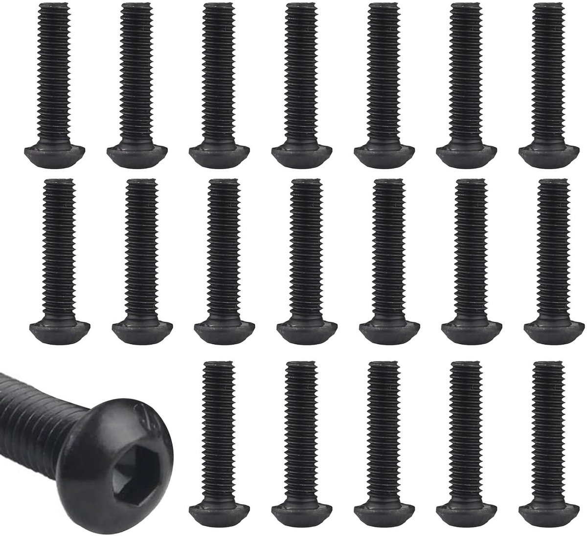 M6 x 20mm Ronde Kop Schroeven met Zeskant, 20 Stuks, Carbon Staal, Flens Schroeven voor Machinegebruik, Duurzaam en Roestvrijstaal