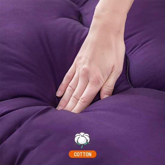 Vloermatras met hoes - Zacht slaapkussen - Comfortabel slapen - Geüpgraded 5-laags structuur - 200x220cm - Paars — afbeelding 3