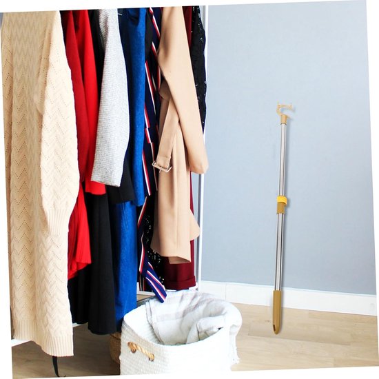 Intrekbare Waslijn Paal - Telescopische Stok - Kleding Drogen - Verstelbare Lengte - 53-78cm - Goud — afbeelding 2
