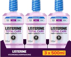 LISTERINE Total Care Mild Alcoholvrij, zonder alcohol, milde muntsmaak, 3x500 ml