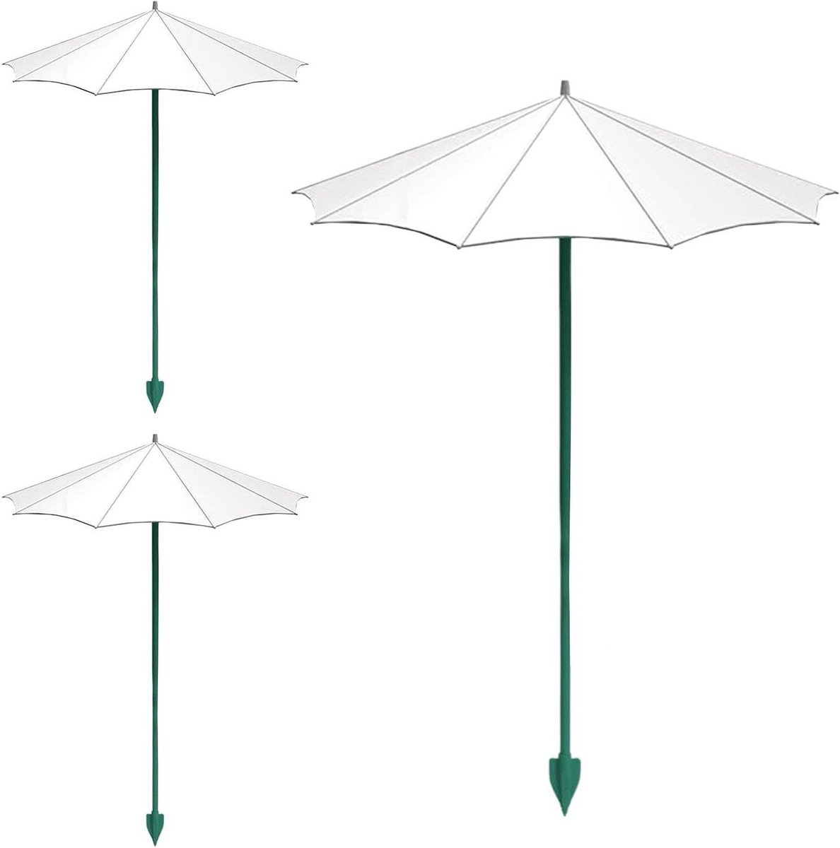 Planten Paraplu Set - Mini Zonneschermen - Planten Beschermen - Solide Glasvezel Frame - 3 Stuks - Wit