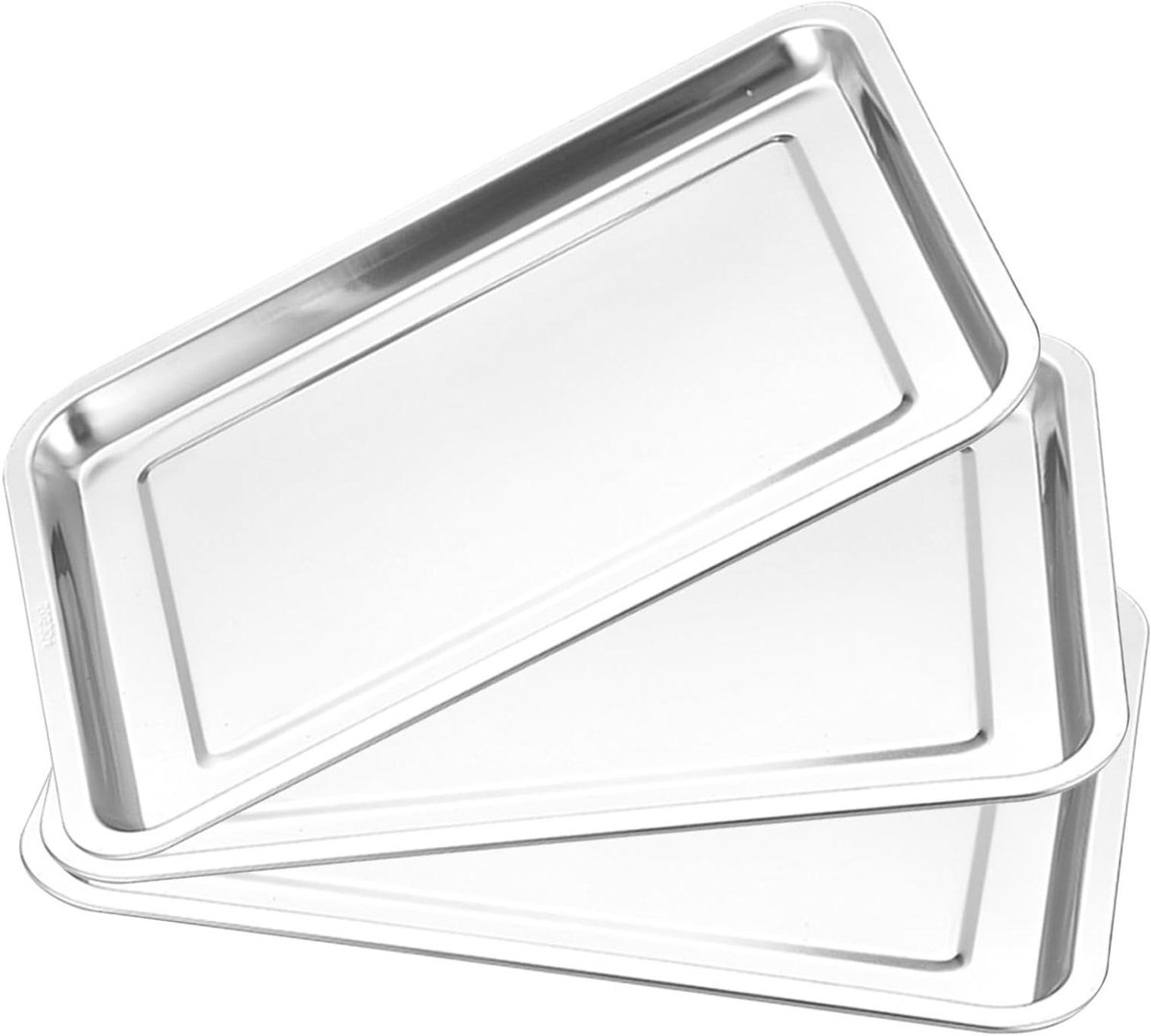 Roestvrijstalen Bakplaat Opslagbakje Keuken Gebruik Verhoogde Rand 3 Stuks 45x35cm Zilverkleurig