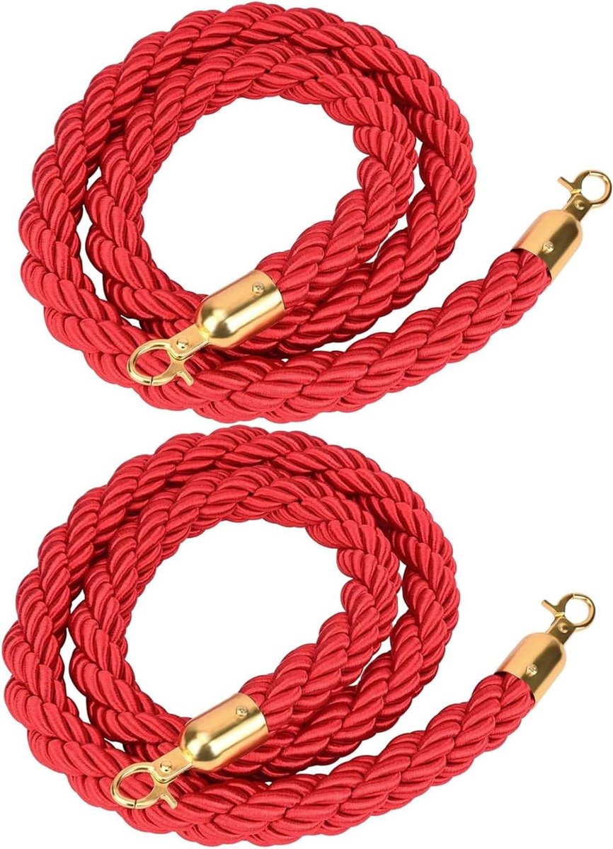 Paalkoorden Set - Evenement Touwen - Publiek Begeleiden - Robuust Nylon Materiaal - 305cm Lengte - Rood