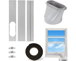 Airco Raamafdichtingskit – Verstelbare Lengte 43 – 129 Cm – Raam Afdekzeil – Raamafdichtingskit Mobiele Airco – Raamafdichting – Mobiele Airco – Schuifbare Afvoerset Voor Afvoerslang – Geschikt Voor Afvoerkanalen Met Een Diameter Van 15 Cm