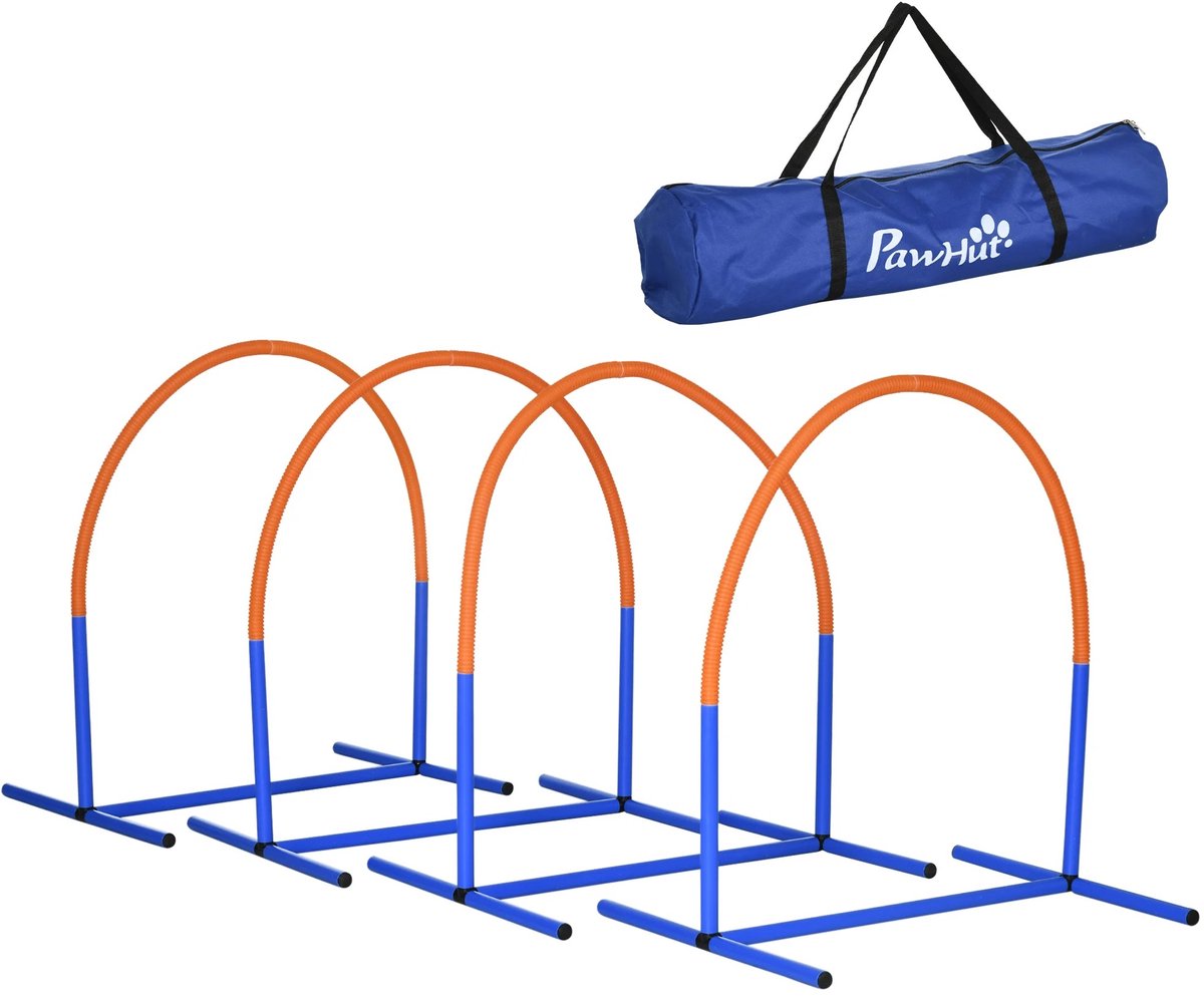 Golaro Honden Trainingsset - 4-Delige Set - Honden Agility Set - Voor Jonge En Oudere Honden - Inclusief Draagtas - Blauw/Oranje