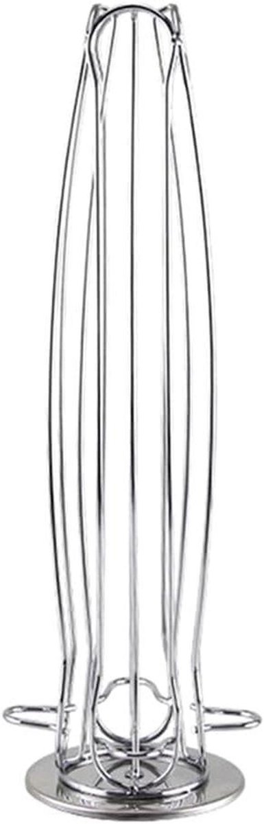 Koffiepad Standaard - Draaibare Houder - Koffie Opslag - Ruimtebesparend Design - 15 x 15 x 40 cm - Zilver
