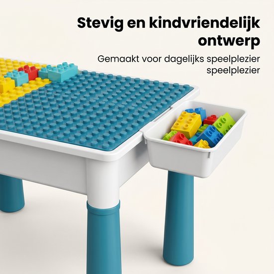 Speeltafel met 456 Bouwblokken - Watertafel en Zandtafel - Geschikt voor Duplo® Bouwstenen - Activiteitentafel met stoel - Educatief Speelgoed van VarietyPlay — afbeelding 4