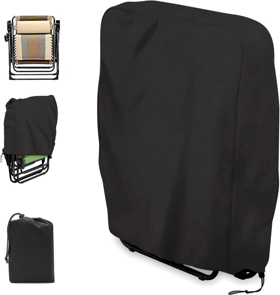 KZQ Waterdichte Stoelhoes Zwart 71x20x34x110 Cm Voor Opklapbare Buitenstoelen Stofbestendig En Uv Beschermend Geschikt Voor Opklapbare Terrasstoelen En Buitenmeubelen