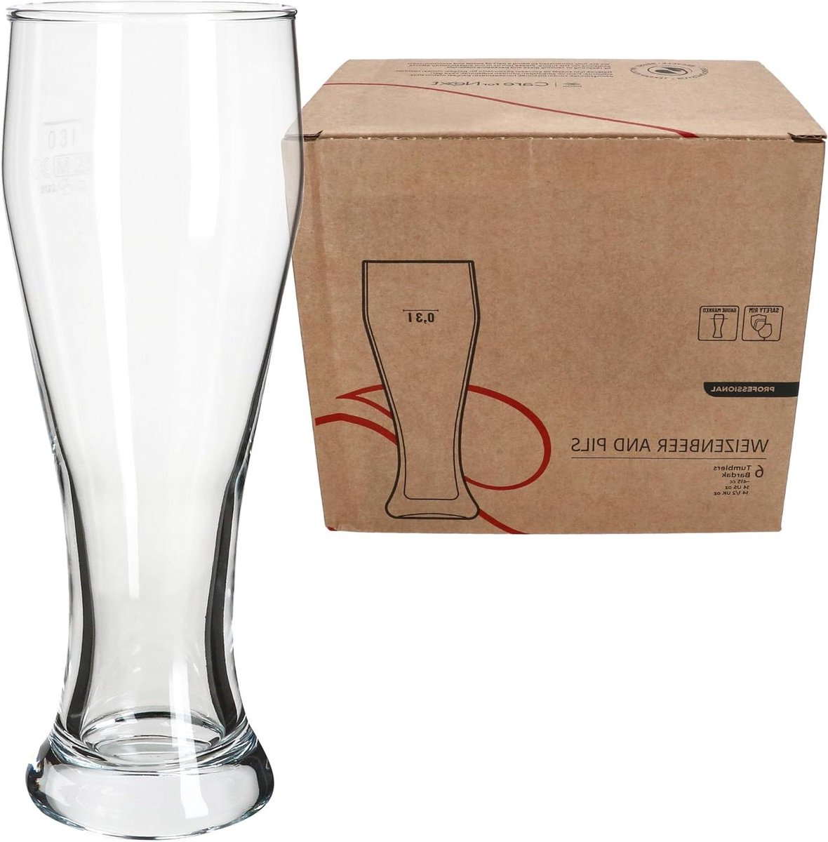 Bierglazen Set - Witbierglazen - Thuis Genieten - Geijkt 03 Liter - Set van 6 - Transparant
