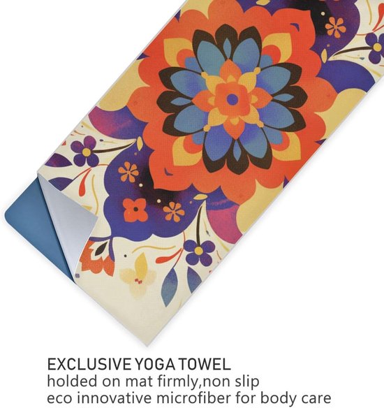 Yoga Handdoek - Sport Handdoek - Hot Yoga - Antislip Onderkant - 185 x 69 cm - Boho Mandala Bloemen — afbeelding 4
