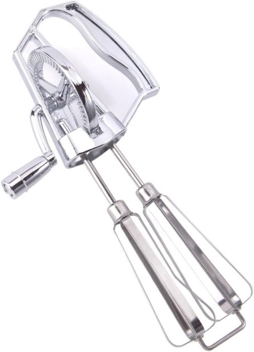 Eierklopper Set - Handmatige Mixer - Bakken Ingrediënten - Ergonomisch Handvat - Set van 2 - Zilver