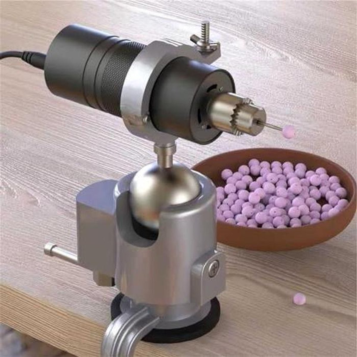 Houtdraaibank polijstmachine - Tafelmodel machine - Kralen maken - Instelbare snelheid - 80W - Zilver