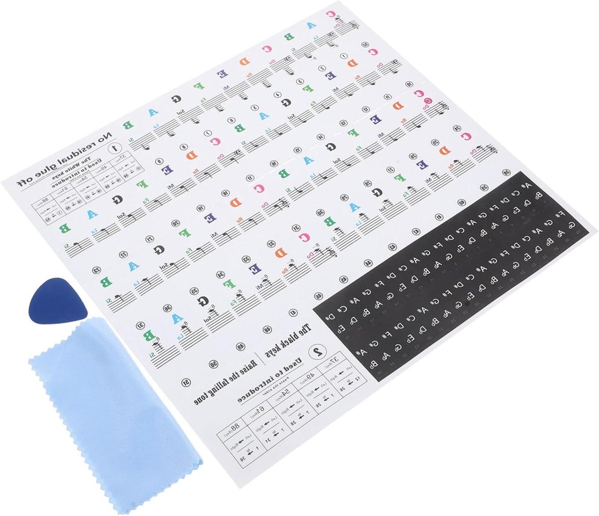 Pianostickers - Toetsen Noten - Muziek Leren - Afneembaar PVC - 88 Toetsen - Kleurrijk