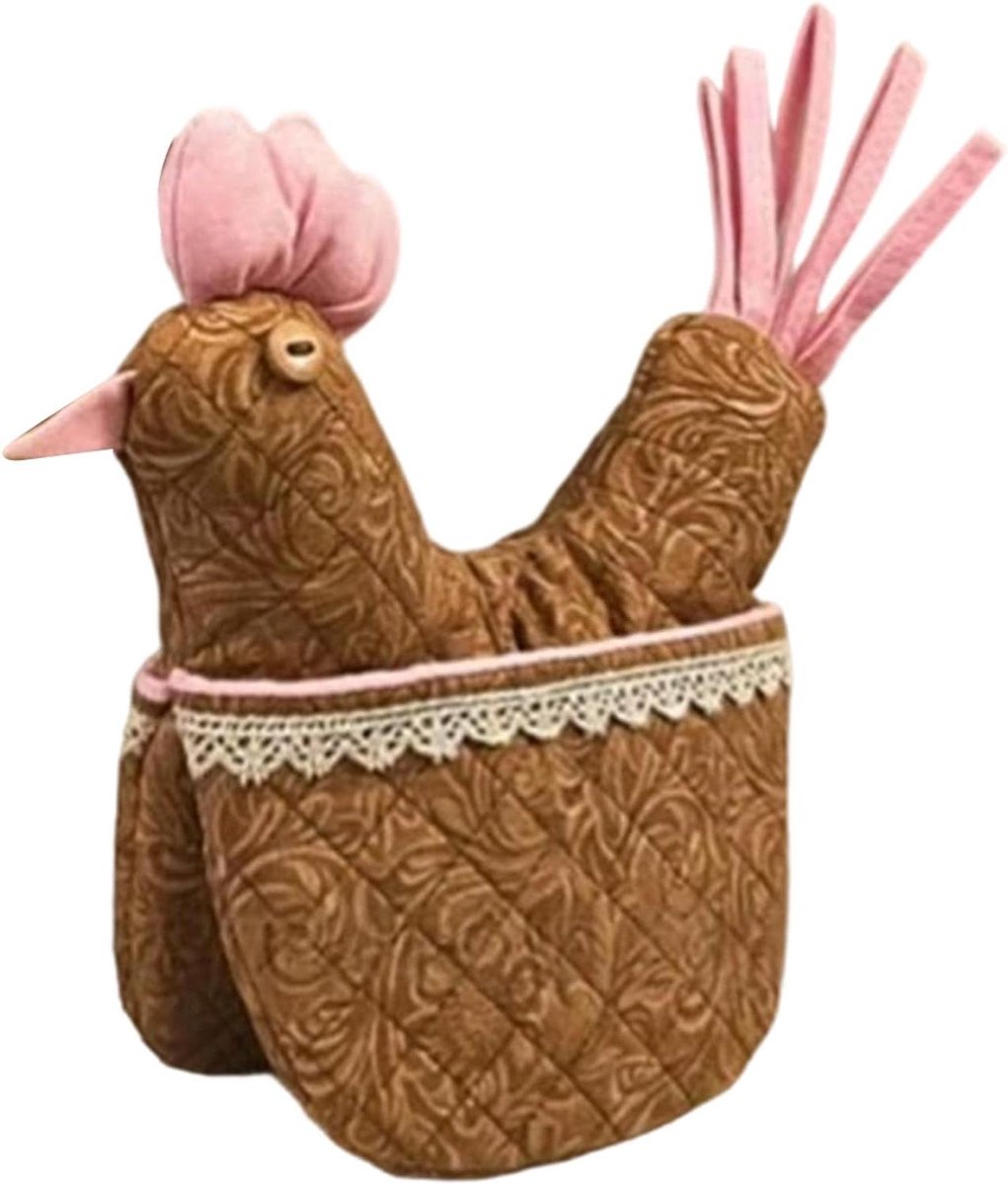 Ovenwanten - Keukenhandschoenen Hittebestendig - Veilig Bakken - Kippenpatroon Ontwerp - 25x20cm - Roze