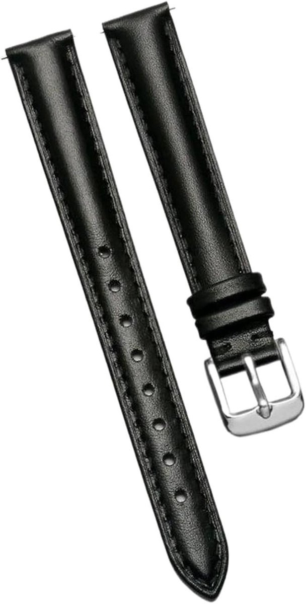 Horlogeband Leer - Vervangende band - Dagelijks gebruik - Snelle bevestiging - 12-22 mm - Zwart