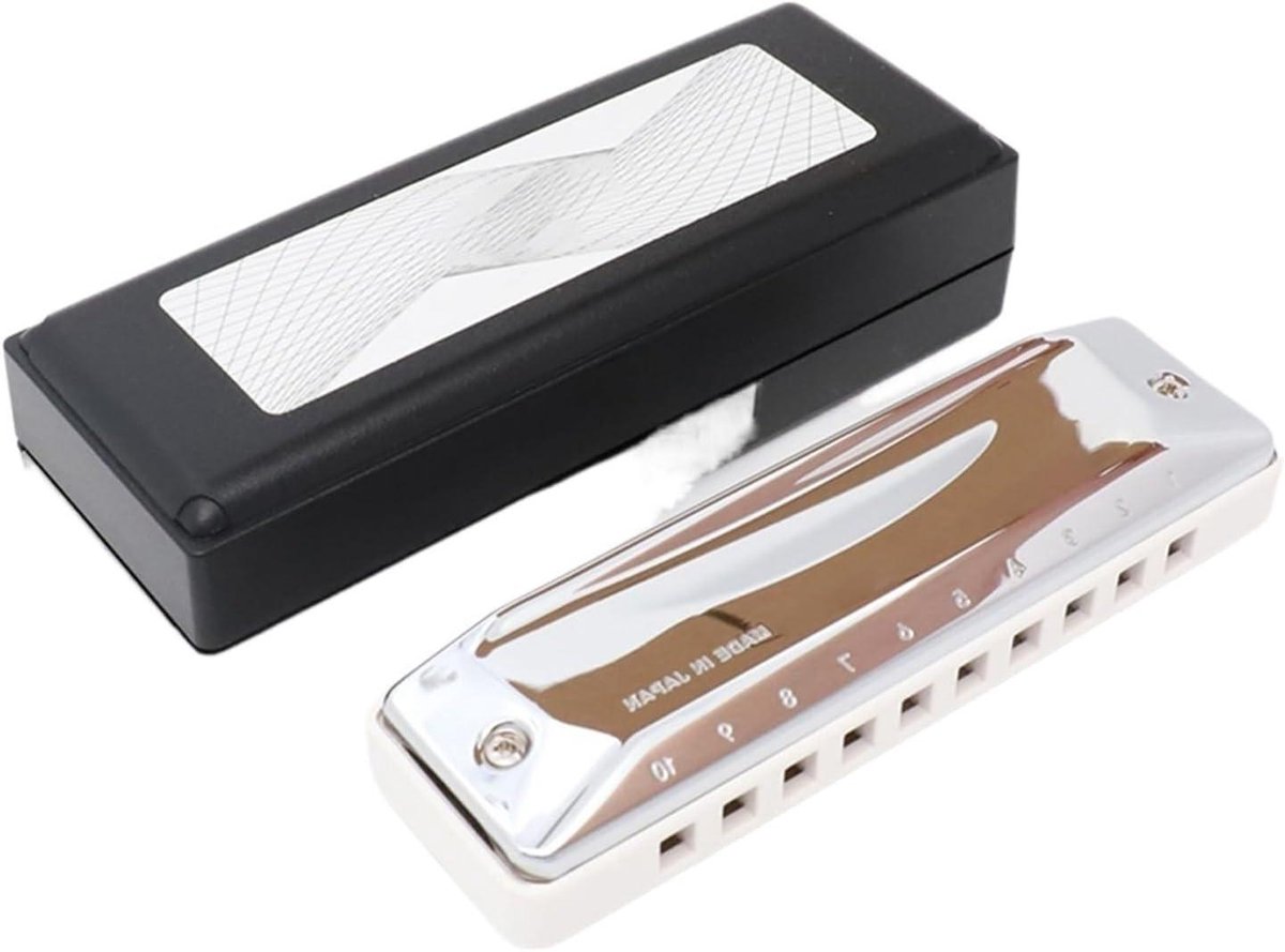 Blues Mondharmonica - Beginner Instrument - Muziek Maken - 10 Gaats C Toets - Zakformaat - Zwart