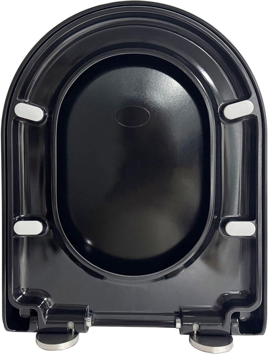 Toiletdeksel D-vorm - Toiletbril - Badkamer Upgrade - Softclose Systeem - 36.5 x 45 cm - Zwart