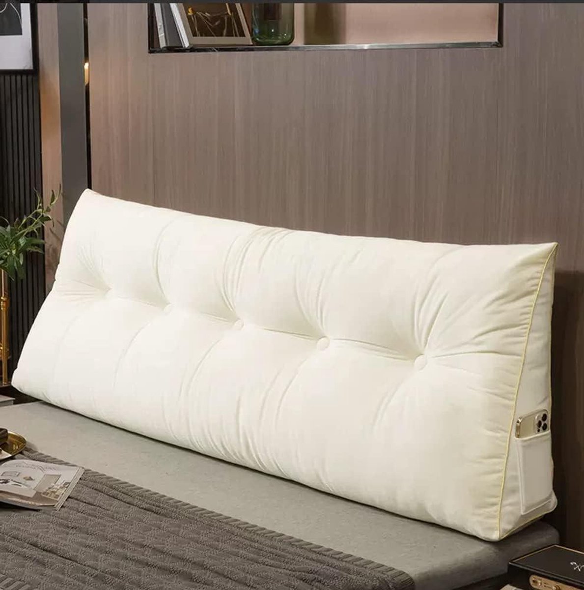 Driehoekig Kussen - Rugsteun Kussen - Ontspannen Lezen - Ergonomisch Ontwerp - Diverse Maten - Beige
