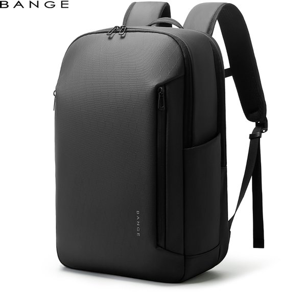 CarryQuest® - BANGE Laptop Rugzak 15.6 inch - Zakelijke Business Backpack - Waterafstotende Rugtas met Laptopvak, Trolleyband, Organizer Vakken & Zijvak - Werktas en Schooltas - Zwart
