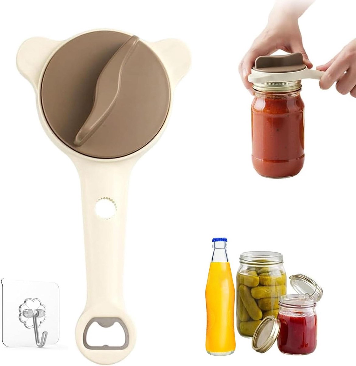 Potopener Set - Dekselverwijderaar Keuken - Keuken Hulp - 4-in-1 Verstelbaar - 2 Stuks - Grijs