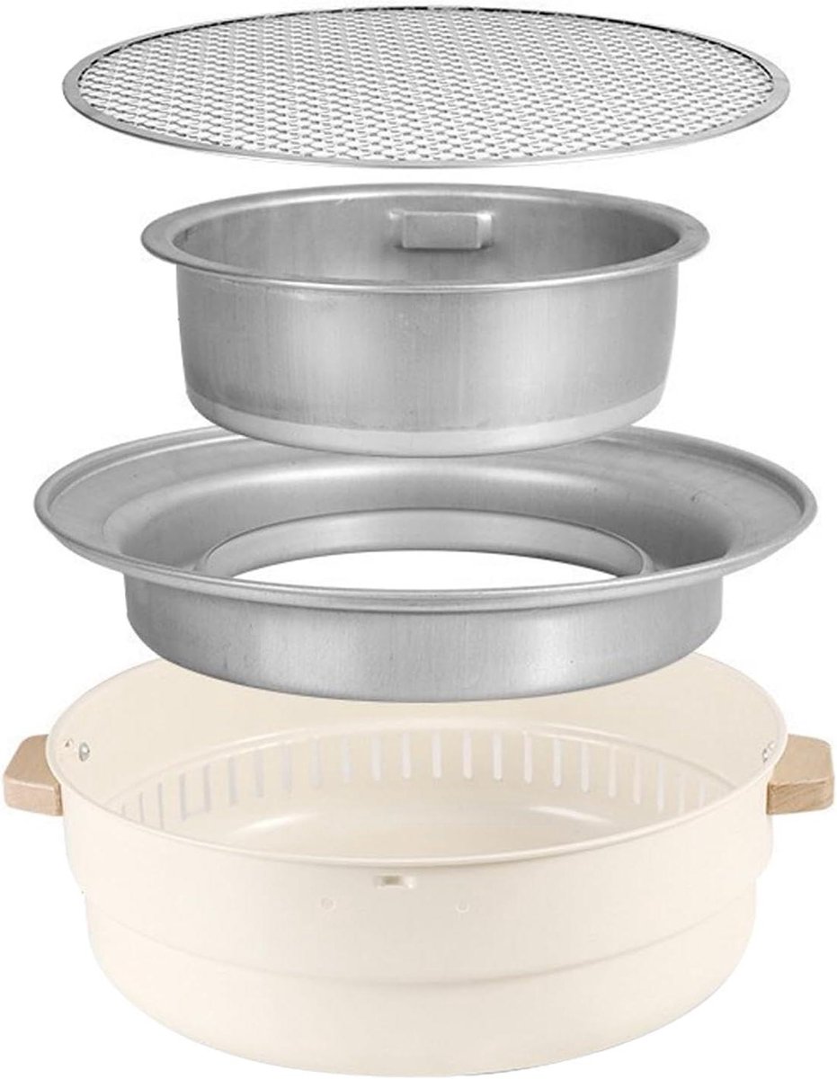 Houtskoolgrill Plaat - Draagbare Barbecue - Buiten Koken - Antiaanbak Oppervlak - 32 Cm - Zwart
