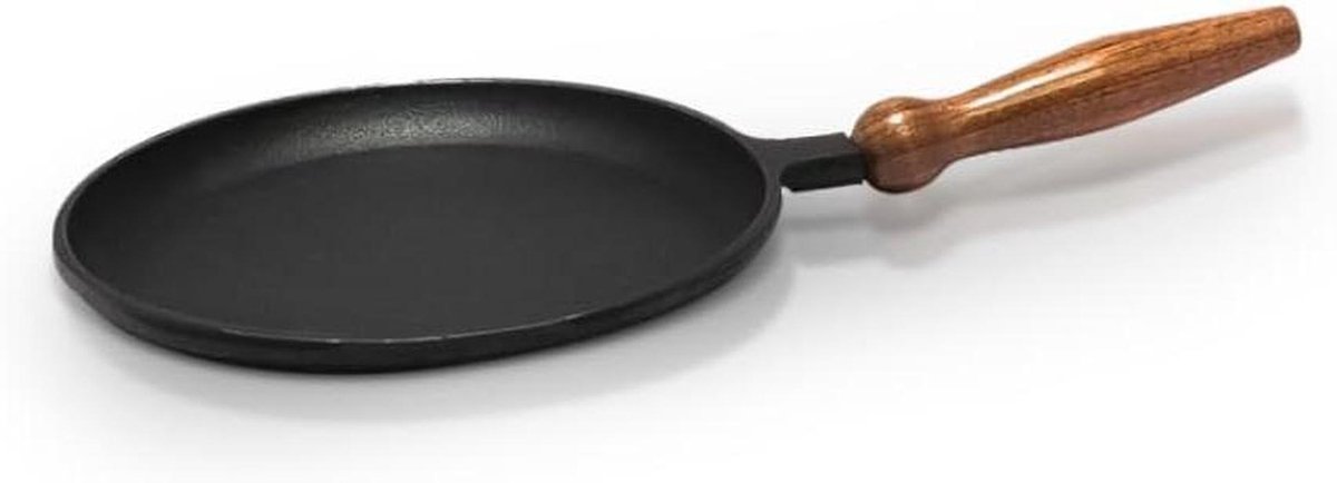 Pannenkoekenpan Gietijzer - Crêpepan Koekenpan - Lekker Koken - Ovenbestendig Afneembaar Handvat - 24 cm Diameter - Zwart