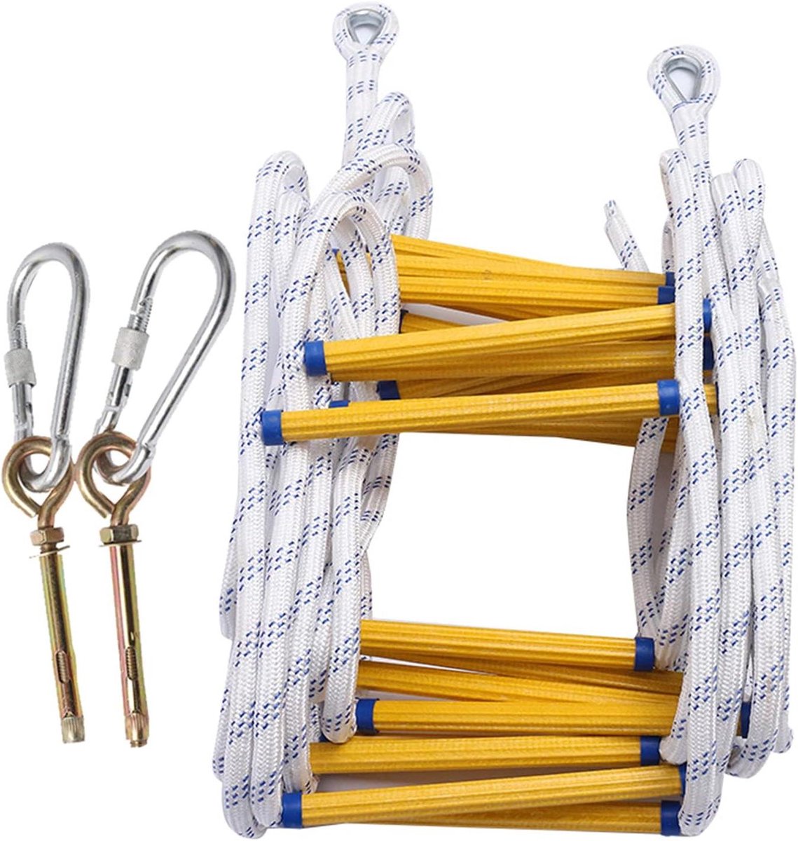 Veiligheidsladder Touwladder - Noodladder Ontsnapping - Veilig Ontsnappen - Vlamvertragend Duurzaam Materiaal - 7 Meter - Wit