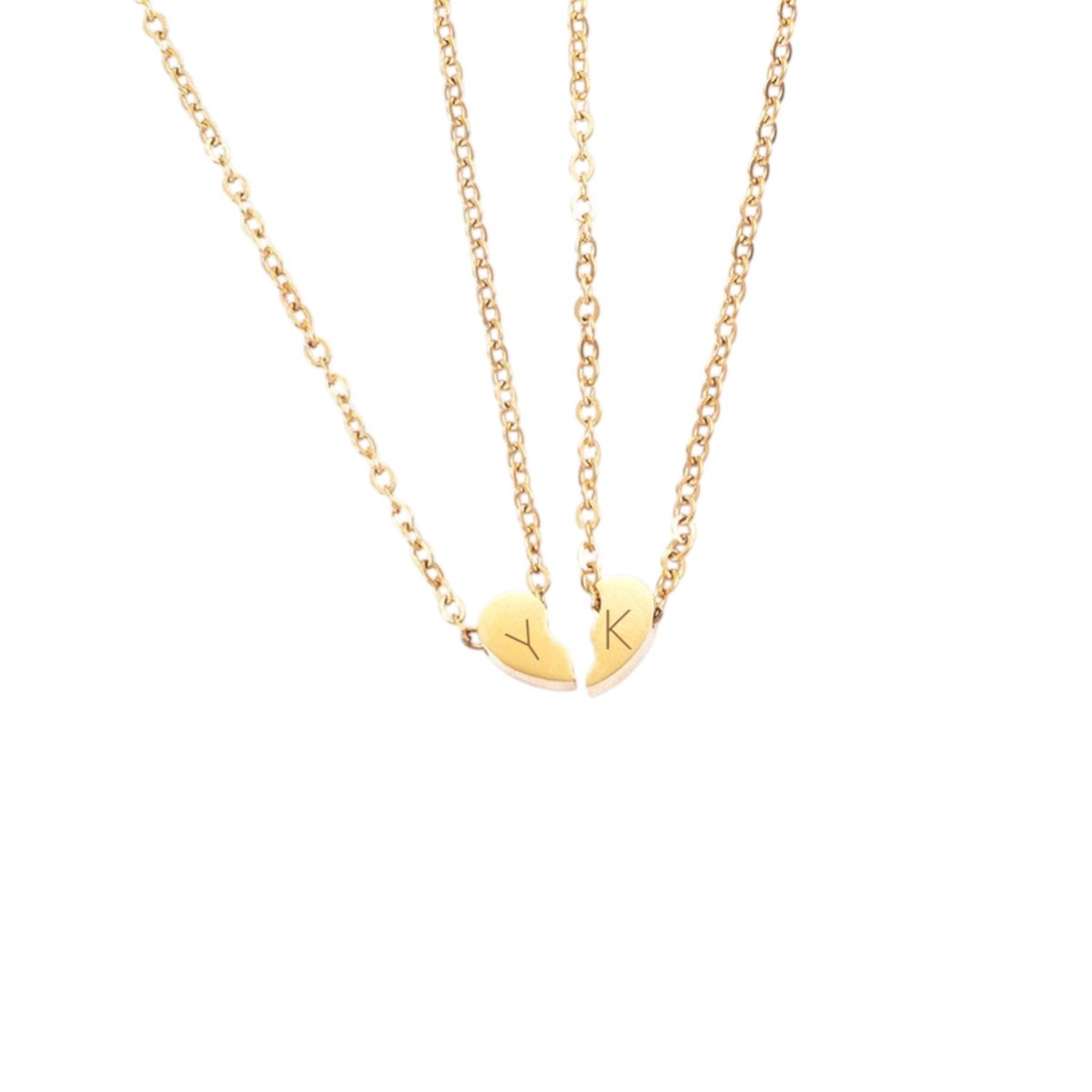 Ketting Set Hartje Initialen Goud