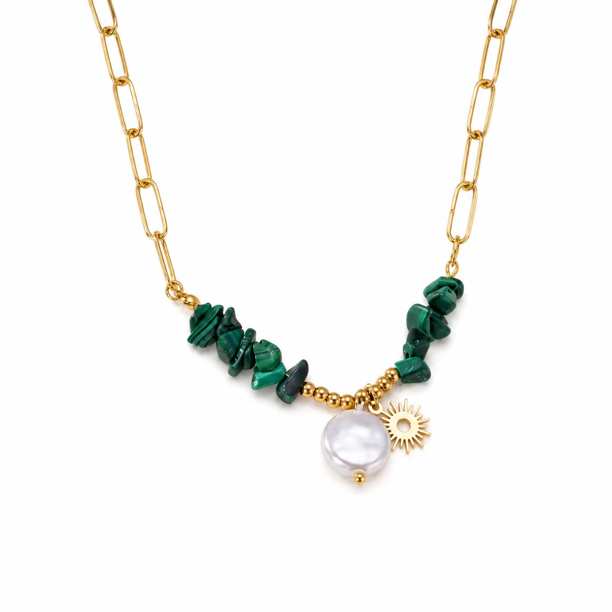 Ketting met Zonhanger en Parel – Trendy Goudkleurig Design | Twinolo