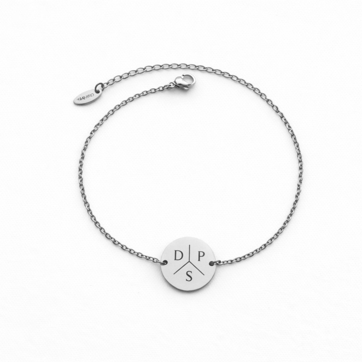 Munt Armband met 3 Initialen Zilver