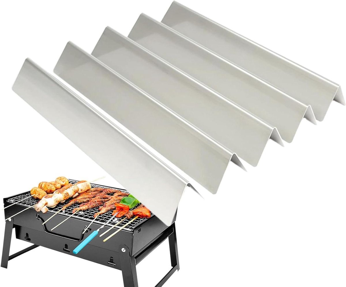 Grill Afdekkingen - Smaakstaven - Buiten Koken - Effectieve Warmtespreiding - 5 stuks - Zilver