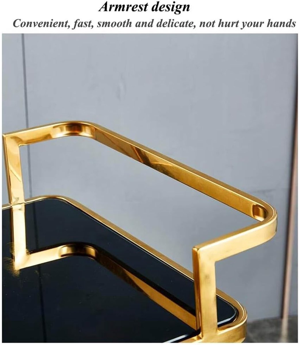 Serveertrolley 3-Laags op Wielen – Luxe Gouden Service Trolley / Wijnkar / Keukentrolley / Hotel & Dining Cart – Multifunctionele Opslag- en Serveerwagen Gold-A – Mobili Bella