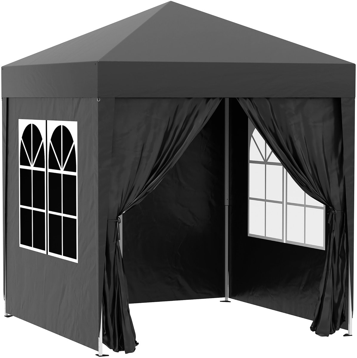 Opvouwbaar Easy-Up Partytent - Opvouwbaar prieel - 2x2m - Waterdicht - UV Bescherming - Metalen frame - Zwart