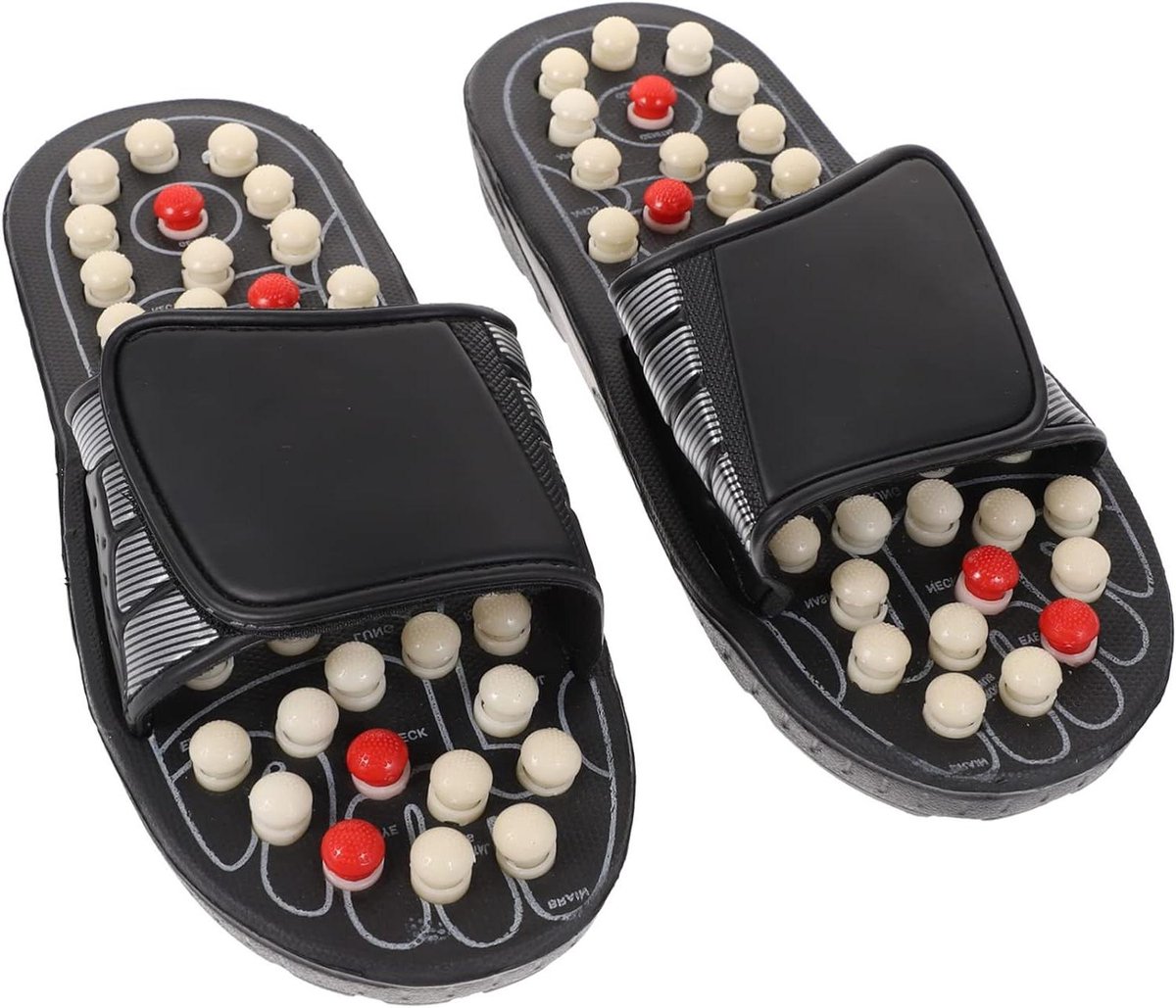 Masseer Slippers - Voetmassage Pantoffels - Voetpijn Verlichten - Acupressuur Punten - Maat 42 - Zwart