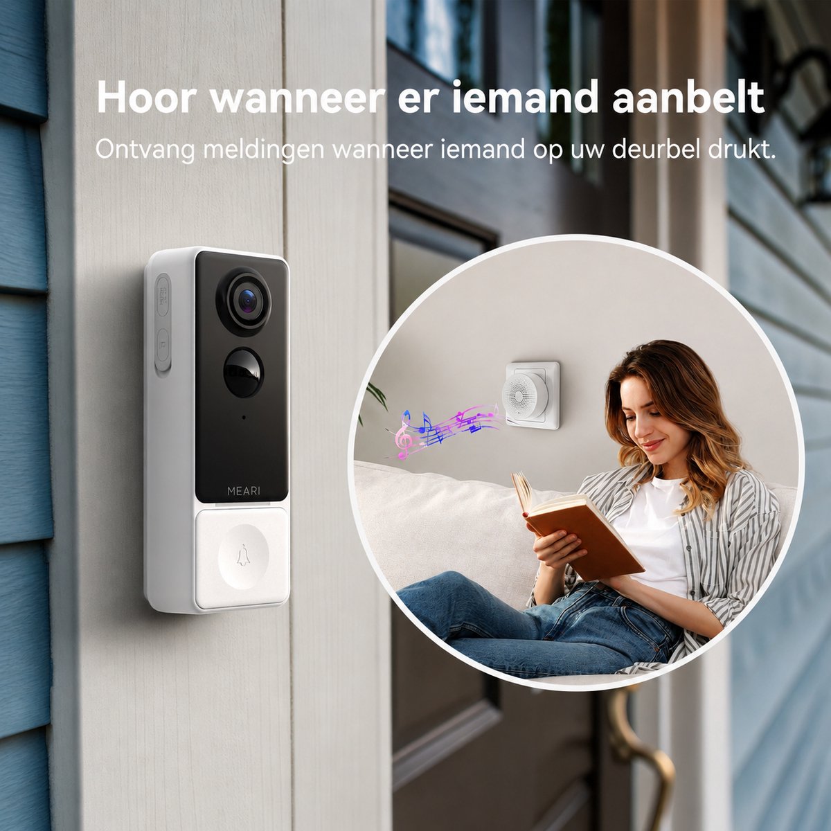 MEARI B1 Slimme Deurbel met 2K Beveiligingscamera en AI Detectie - afbeelding 2