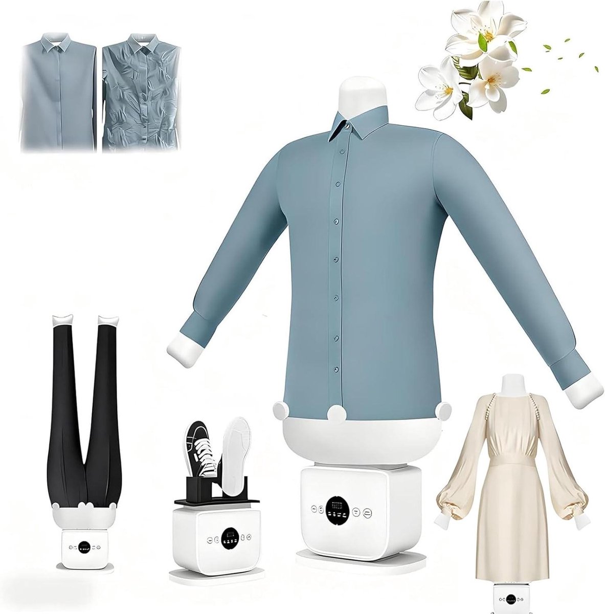 Automatische Strijkmachine - Overhemden Droger - Snel Kleding Strijken - Handsfree Werking - 34 x 34 x 34 cm - Wit