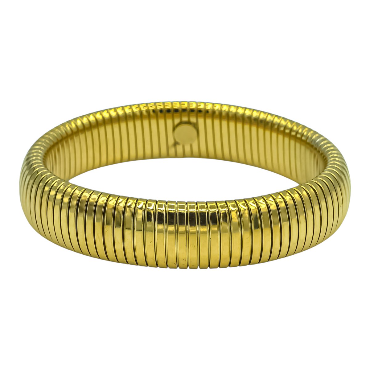 Brede Goldplated Stretch Bangle Armband - Elastisch & Rekbaar - 15mm